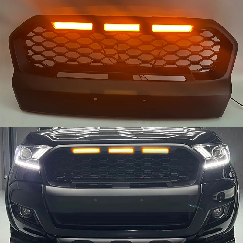 

Racing Grille For Ford Ranger T7 Wildtrak Mk3 PX2 Xl Xlt 2015-2018 Raptor Style Honeycomb Front Grills Bumper Mask Cover