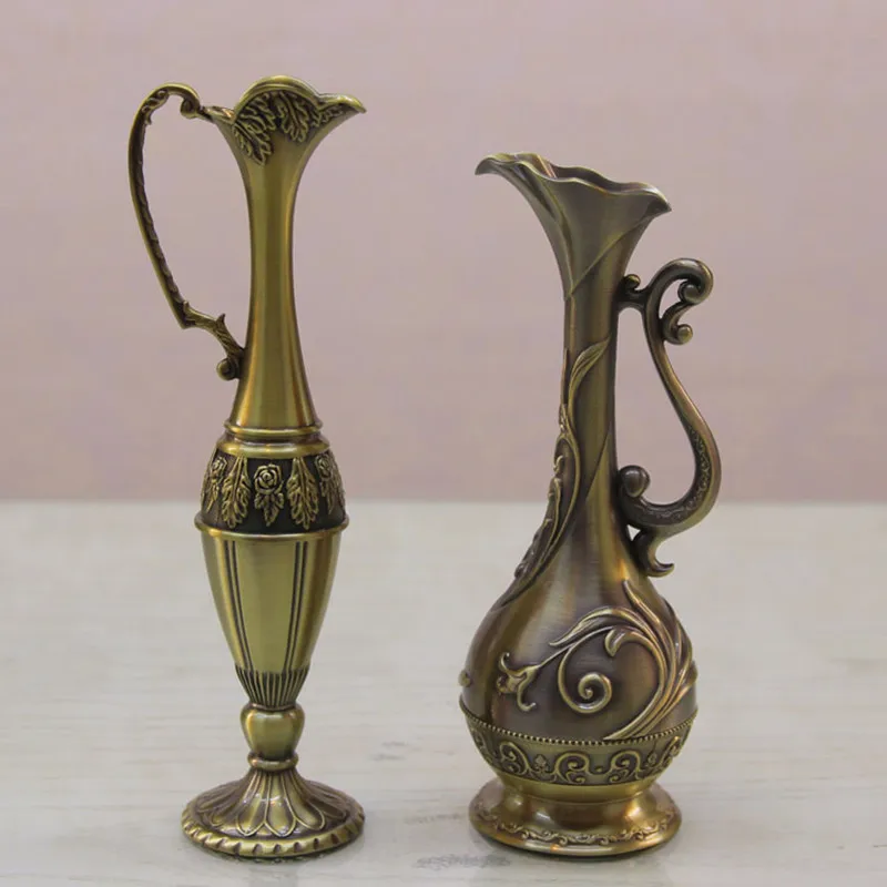 Antique Bronze Vase for Living Room Decoration, Creative Alloy Decoration Crafts, European Retro Flower Vase, Ornaments