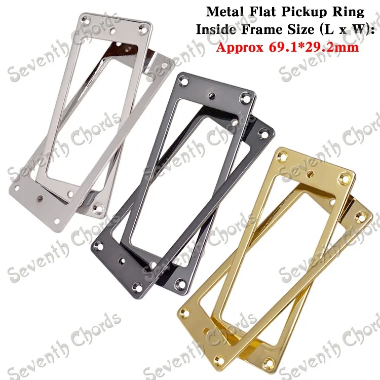 A Set 2 Pcs Mini Style Metal Flat Base Pickup Humbucker Ring for Electric Guitar Mounting Inside Frame Size:69mm x 29mm