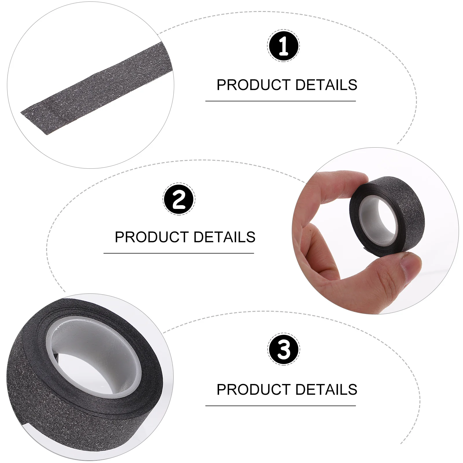 6 لفات شريط ورقي لامع أسود لتقوم بها بنفسك شريط حرفي لتغليف هدايا مجلة القصاصات لا حاجة إلى مقص