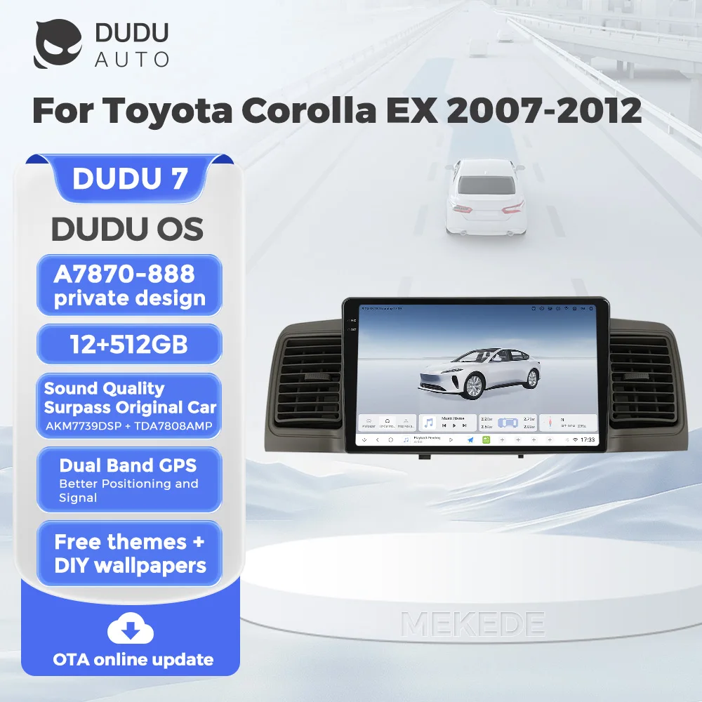 DUDU7 Pure Android 13 8-Core 12+512GB 2K Screen Car Radio Intelligent Navigation For Toyota Corolla EX 2007-2012 GPS Car-Play