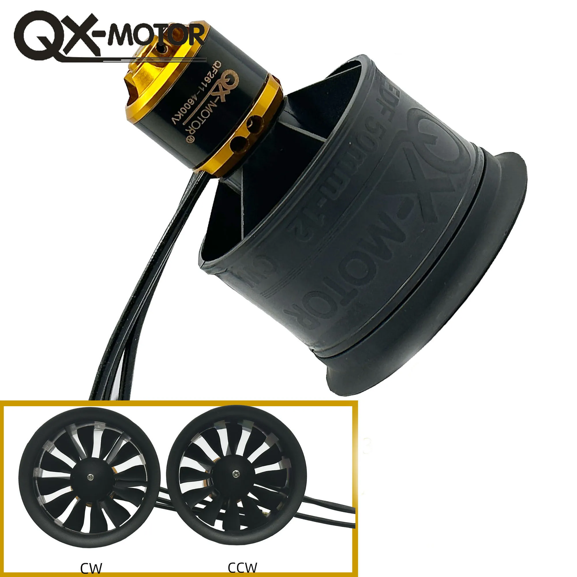 QX-MOTOR 50mm EDF 12 Blades Ducted Fan QF2611 3300/4000/4600/5000KV CW/CCW Brushless Motor For Remote Control Toy Parts