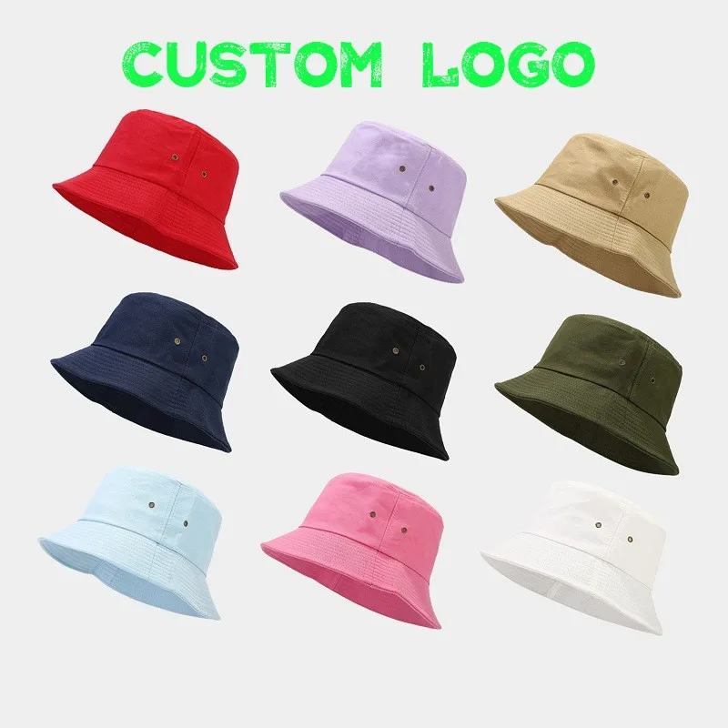 Adult Custom Logo Simple Bucket Hat Men Hip Hop Cap Women Summer Breathable Sun Hats Visor Unisex Solid Color Casual Bob Panama