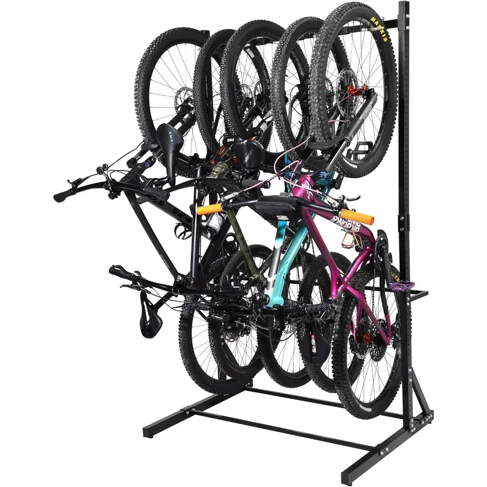 Freestanding Bike Storage Rack, 300 Lbs 5 Levels Sturdy Steel Vertical Bike Rack, Bike Racks for Home and Garage Organizer