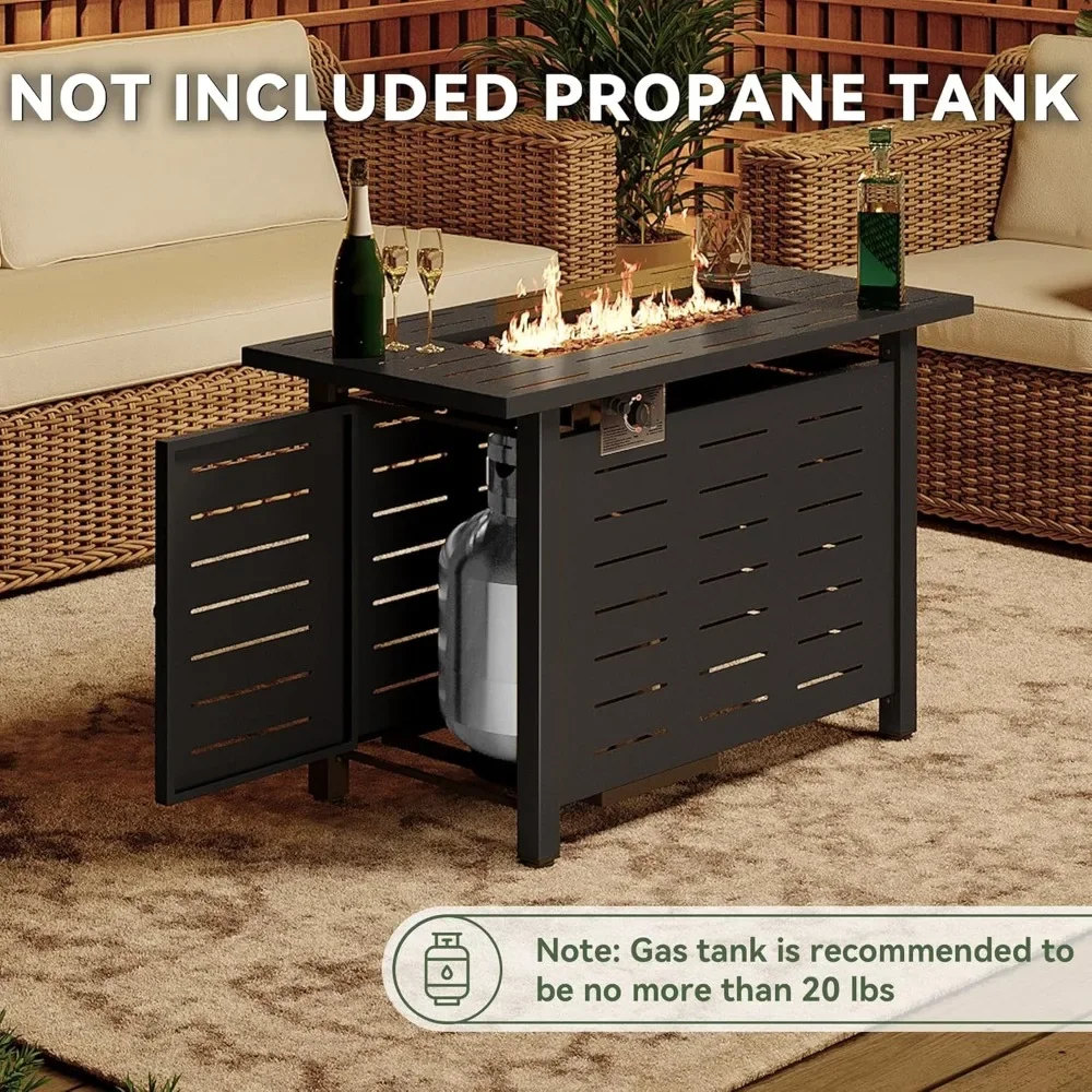 40 Inch Propane Fire Pit, 50,000 BTU Outdoor Gas Fire Table with Waterproof Cover Steel with Lid and Lava Rock, Firepit Table