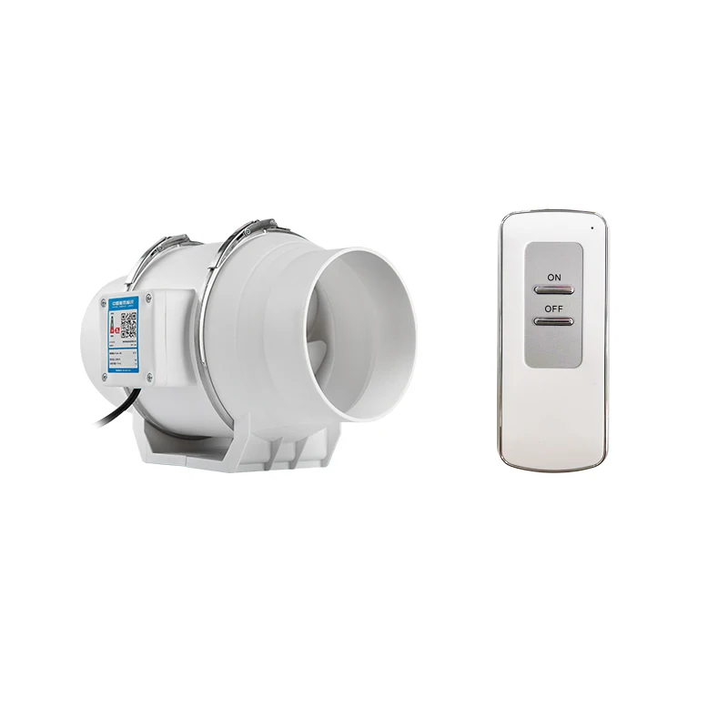 4/5/6inch Exhaust Flue Fan Mixed Flow Inline Fan 220V High Speed Quiet Exhaust Fan For Home Vents with Remote