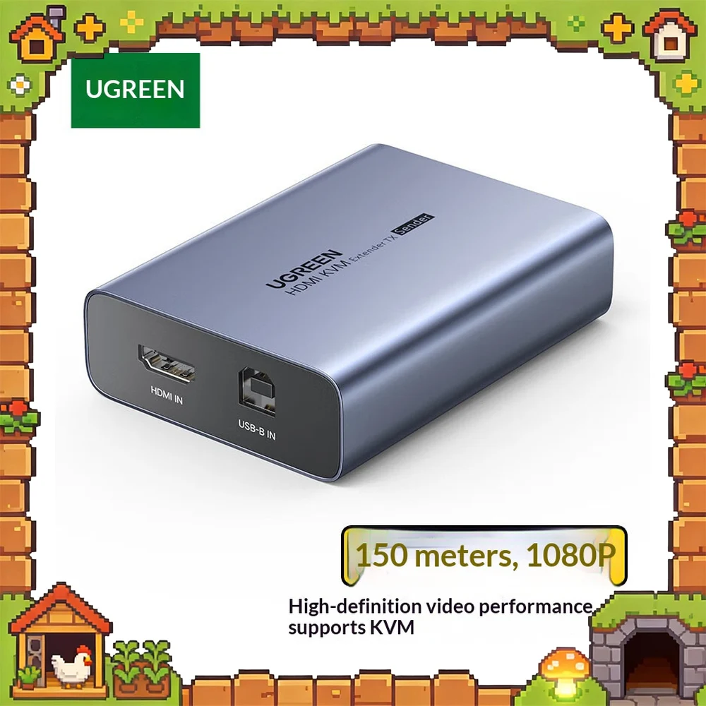 UGREEN 60323 HDMI KVM Extender Over RJ45 50m 1080P Transmitter Receiver for Keyboard Mouse Remote Control