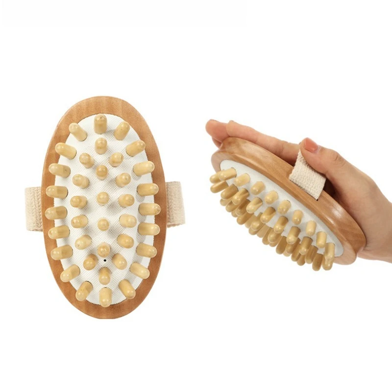 나무 바디 브러시, 에센셜 오일 비터, 헤무 핸드헬드 샤워 바디 브러시, 스파 스크러빙 마사지 브러시