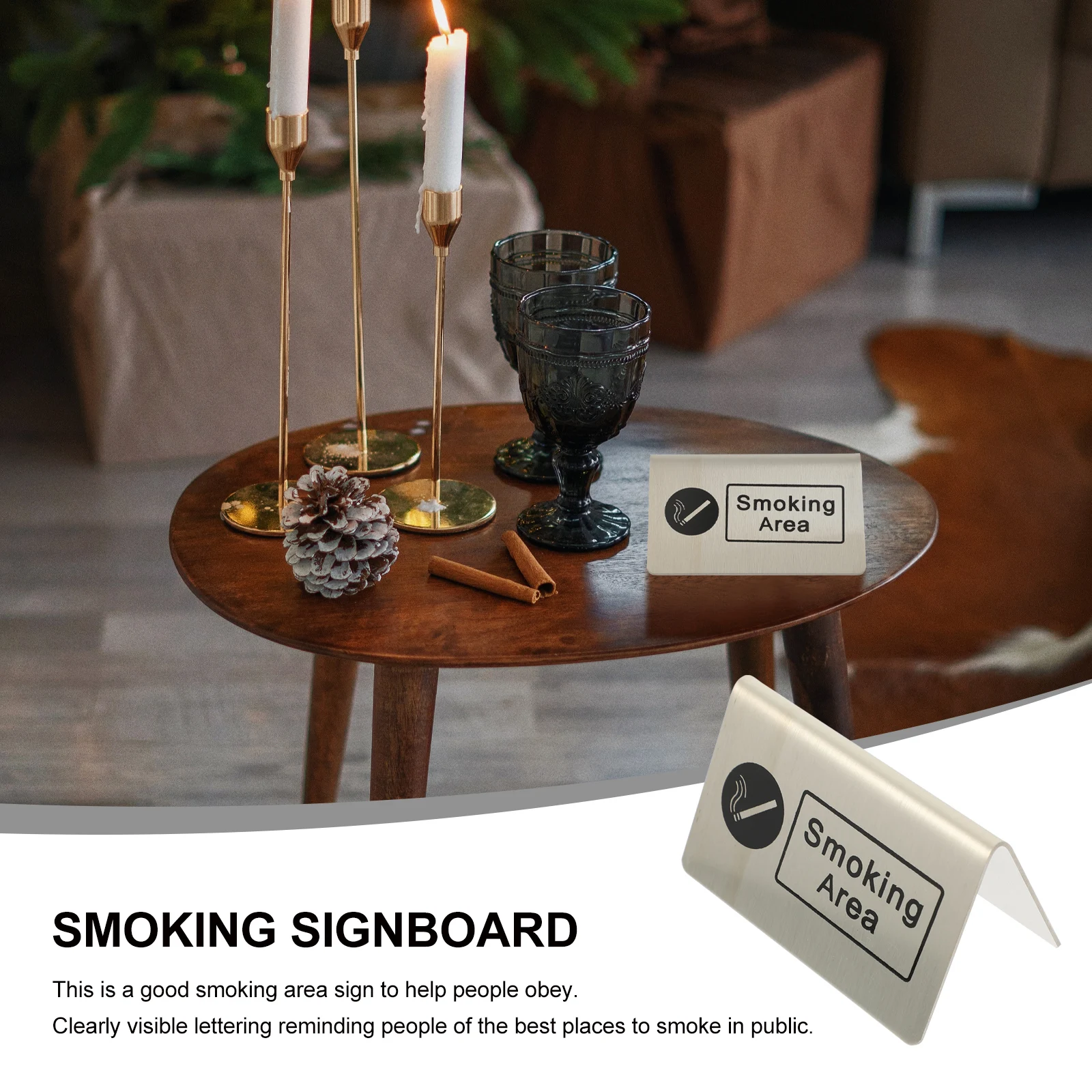 

Smoking Area Table Card Indicator Sturdy Sign Desk The Warning Public Signboard