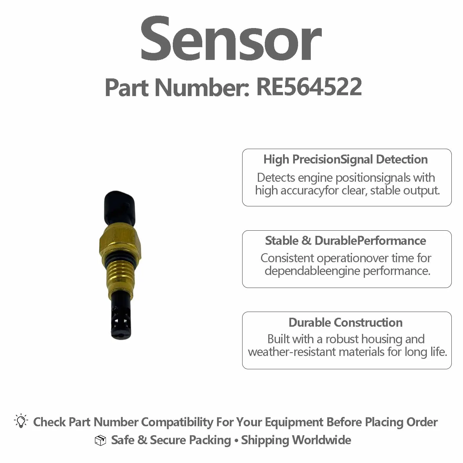 Temperature Sensor RE564522 For John Deere 4520 4720 5065M 5075M 5105M Construction Machinery Parts