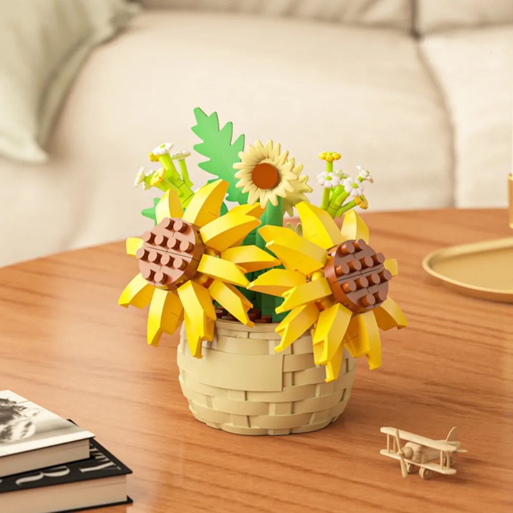 

New DIY Building Blocks Ornament Interesting Flower Baskets Creative Children Gift Building Toys