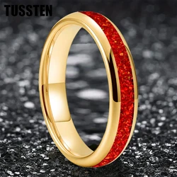 TUSSTEN 4/6/8MM Red Color Opal Ring Nice Women Tungsten Engagement Wedding Band Trendy Jewelry Comfort Fit