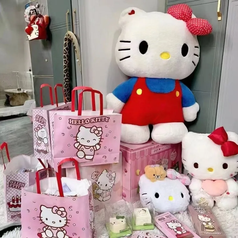 Sanrio Anime Hello Kitty Plush Standing Doll Cartoon Kawaii Hello Kitty Large Pink Plush Doll Girls Gift Children's Birthday Toy