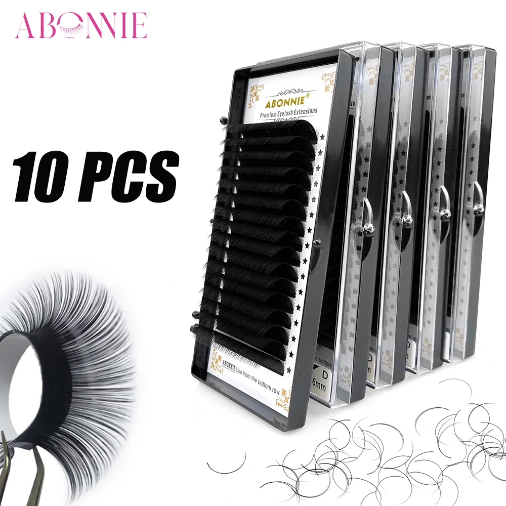 

ABONNIE 10 pcs Bondle Wispy Individual Mink Lashes Extension C D Curl Eyelash Extension Natural False Eyelashes Supplies