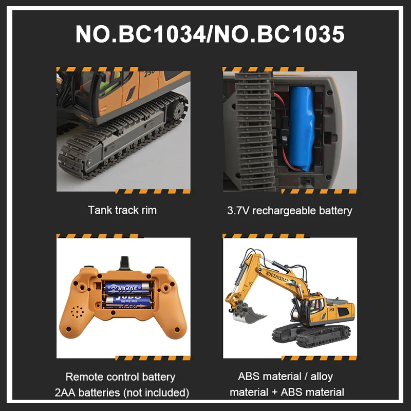 2.4Ghz Rc Excavator Toy Engineering Car Alloy and Plastic Remote Control Digger Mixing Crane Forklift Truck For Children's Gift