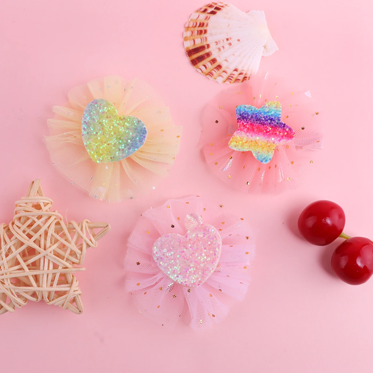 مشابك شعر سباركلي مصنوعة يدويًا للفتيات - 10 عبوات من مشابك الدانتيل ومشابك التمساح وأقواس الشعر اللطيفة للأطفال والرضع وإكسسوارات الشعر