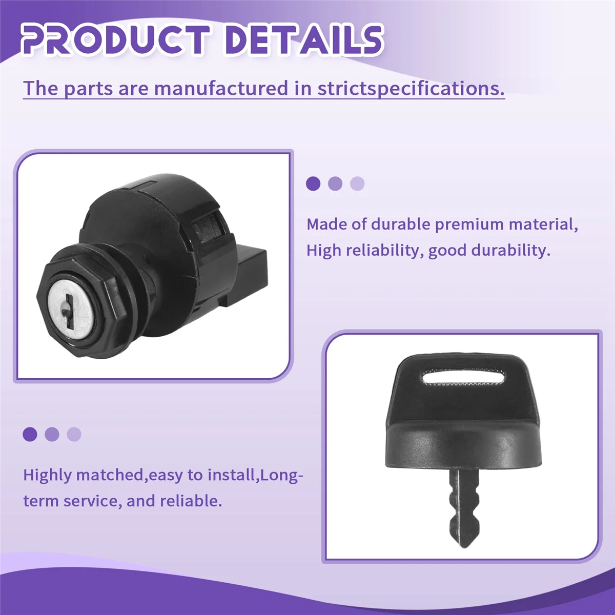 4012165 Ignition Switch Lock Keys Set Fit for Polaris RZR 570 800 900 1000 Off/Run/Light On/Start 6 PIN 4 Position -AB16