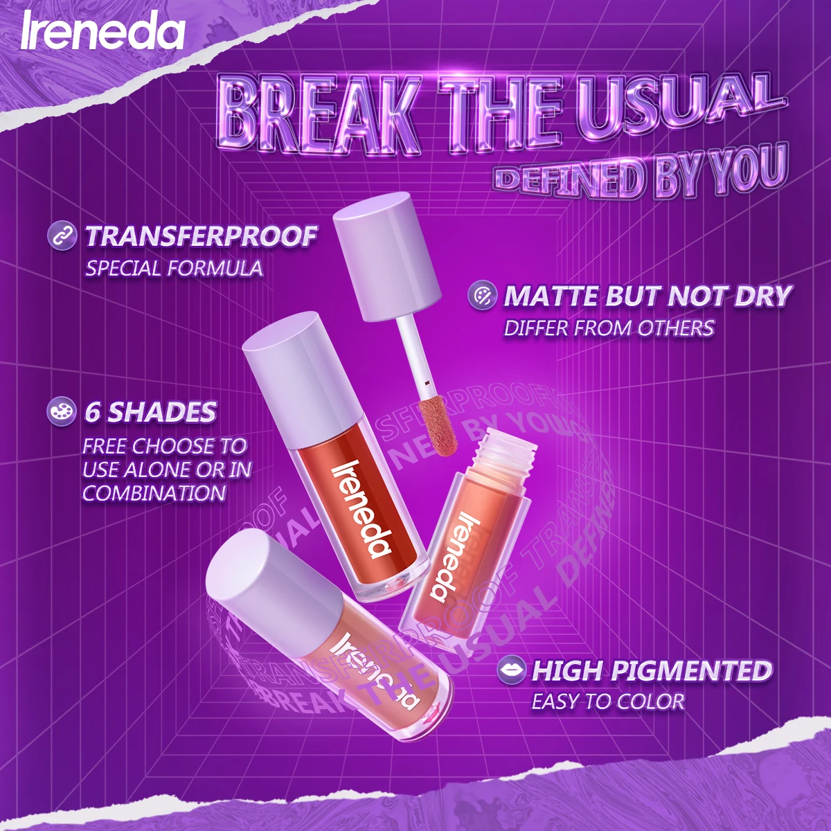 Ireneda Waterproof Matte Lip Glosses Long-lasting Moisturizing Liquid Lipstick High Pigment Lip Glaze Lip Tints Makeup Cosmetics