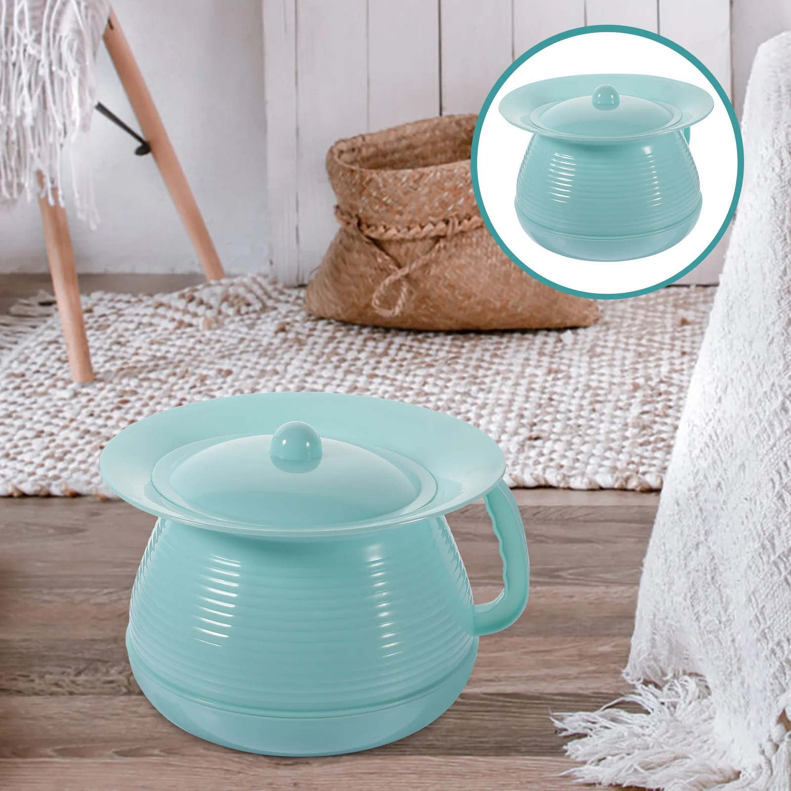 وعاء مبولة بلاستيكي سميك مع غطاء وعاء غرفة المبصقة مبولة ليلية متينة لكبار السن والمعاقين والأطفال الحوامل للاستخدام المنزلي #5