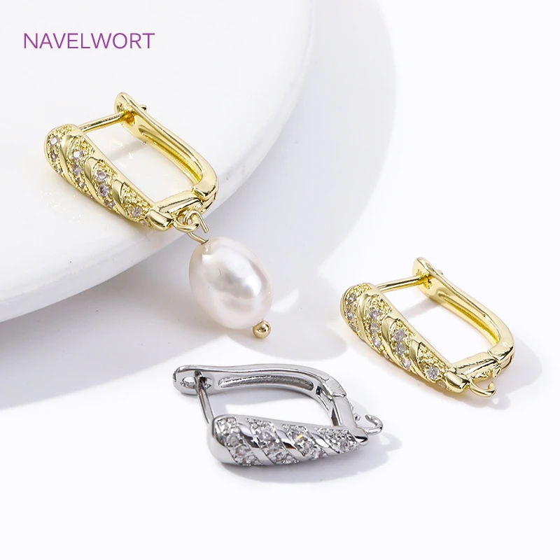 DIY Kreative Verschluss Earwire 18K Gold Überzogene Zirkon Ohrring Haken Verschlüsse Natur Shell Ohrring Verschlüsse Zubehör Großhandel – Detail 16