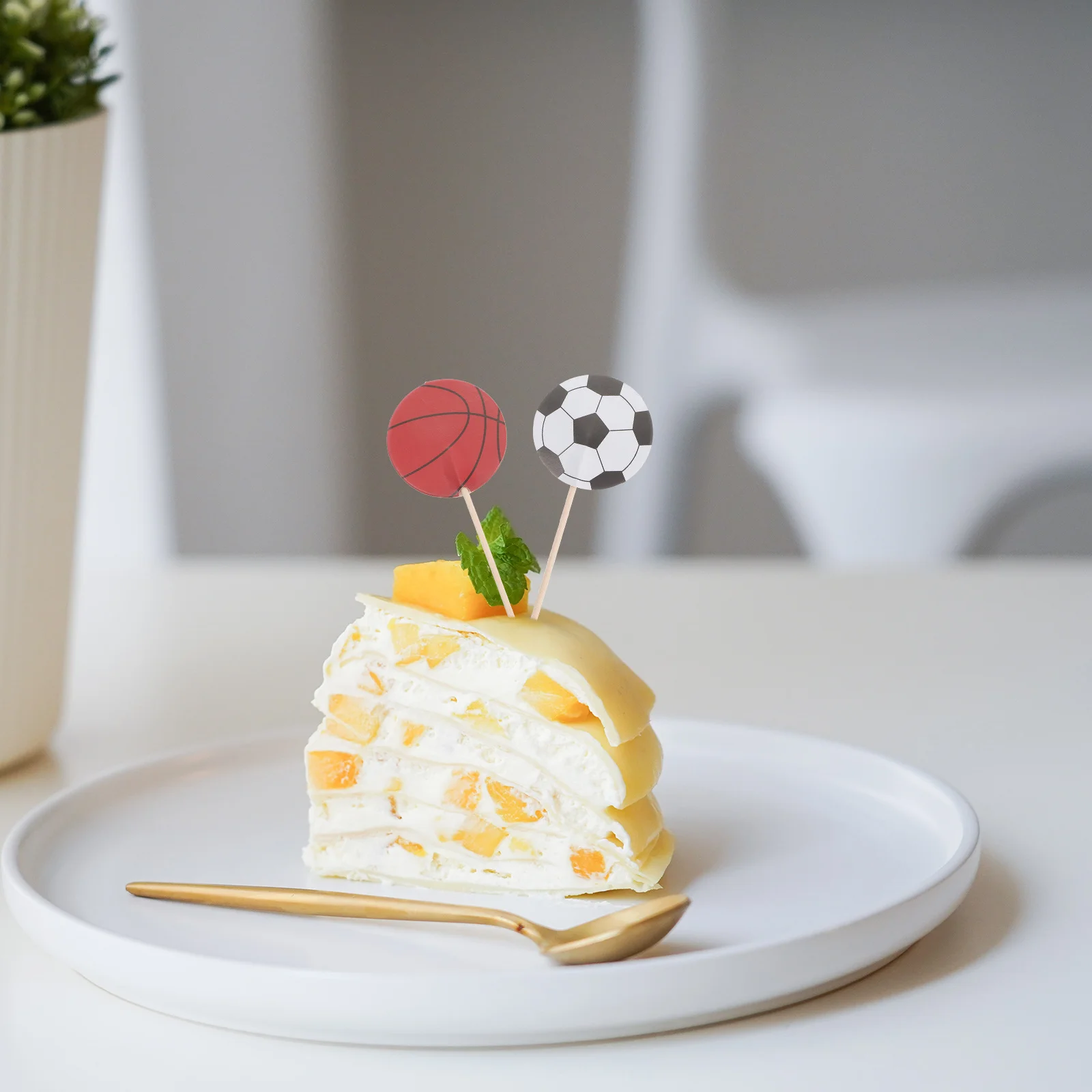 

48Pcs Soccer Basketball Cupcake Toppers Sports Theme Birthday Party Supplies Sports Party Favor Decorations for Cakes