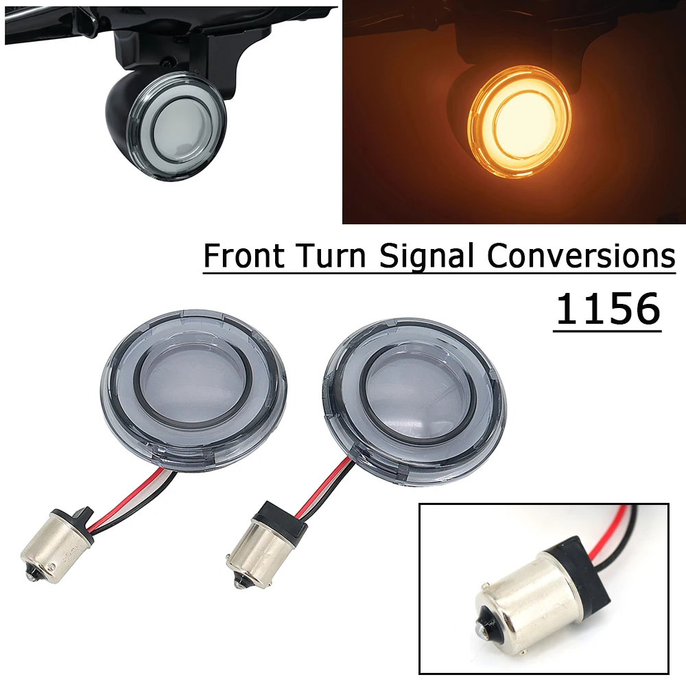 Motorcycle Front Turn Signal Light 1156 Bullet Style LED Gray Yellow Lamp For Harley Touring Sportster Softail Dyna 2002-2022