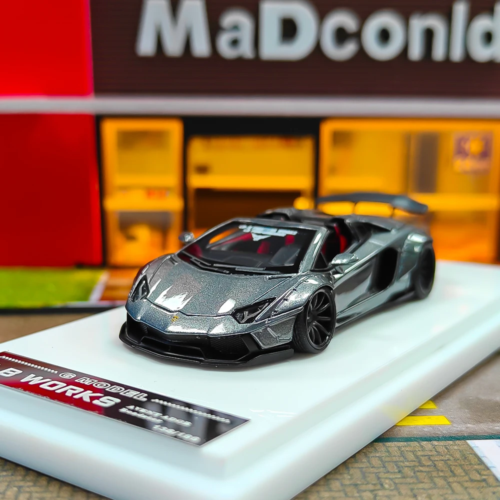 

1/64 Resin car model LB Works Aventador LP700 Roadster Grey Silver
