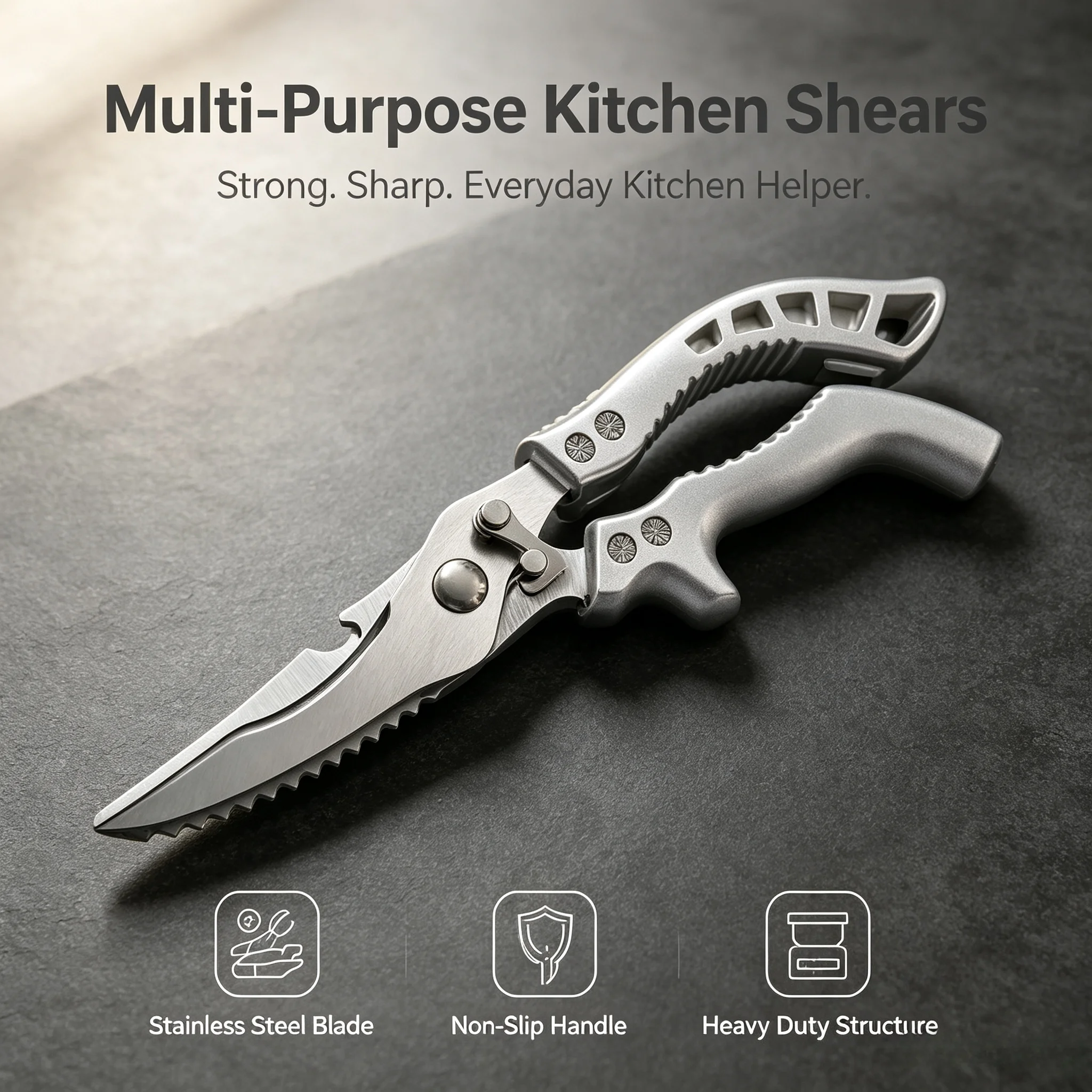 Heavy Duty Kitchen Bone Scissors Multipurpose Stainless Steel Household Shears For Cutting Chicken Bone Meat Vegetable Food Prep