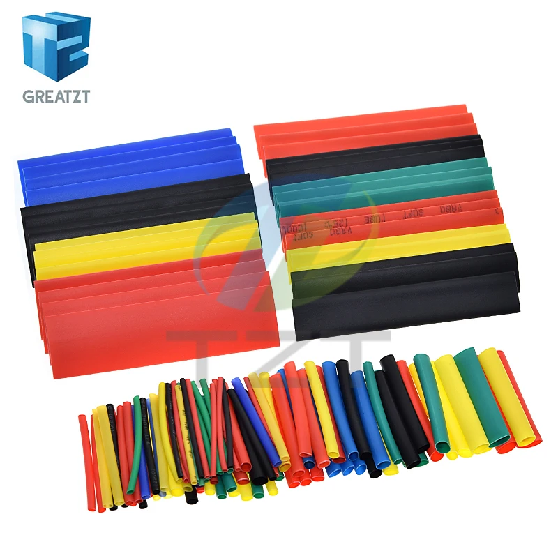 328Pcs Sleeving Wrap Wire Car Electrical Cable Kits Heat Shrink Tube Tubing Polyolefin 8 Sizes Mixed Color