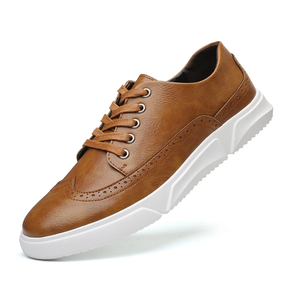 Baskets en cuir décontractées pour hommes, chaussures de planche respirantes pour hommes, chaussures de sport solides coréennes, printemps, automne, designer, mode