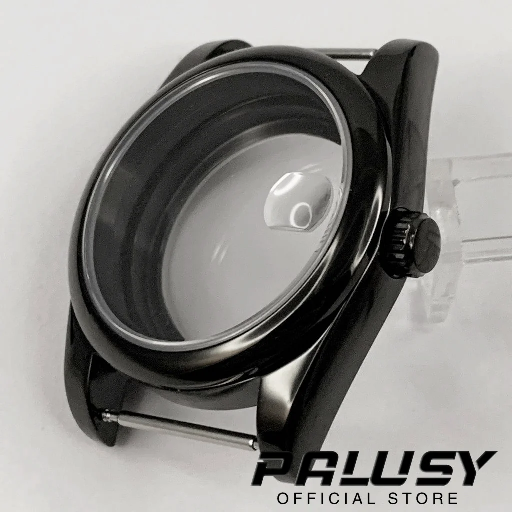 36MM/40MM NH35 Black Fluted Curved Watch Case Sapphire Glass For NH34 NH35 NH36 PT5000 ETA 2824 Miyota 8215  Movement