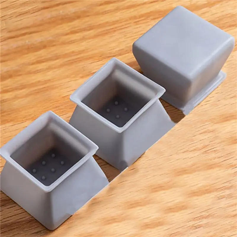 ABJN-48Pcs Chair Leg Caps Silicone Floor Protector Square Furniture Table Feet Cover Anti-Slip Bottom Chair Pads-Gray