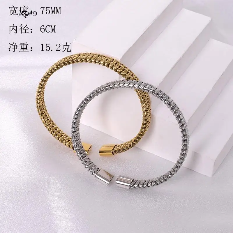 Stainless Steel Bangles Bracelet for Women Luxury Gold Plated Cuff Bracelet femme Fashion Wedding Jewelry Christmas Gift bijoux