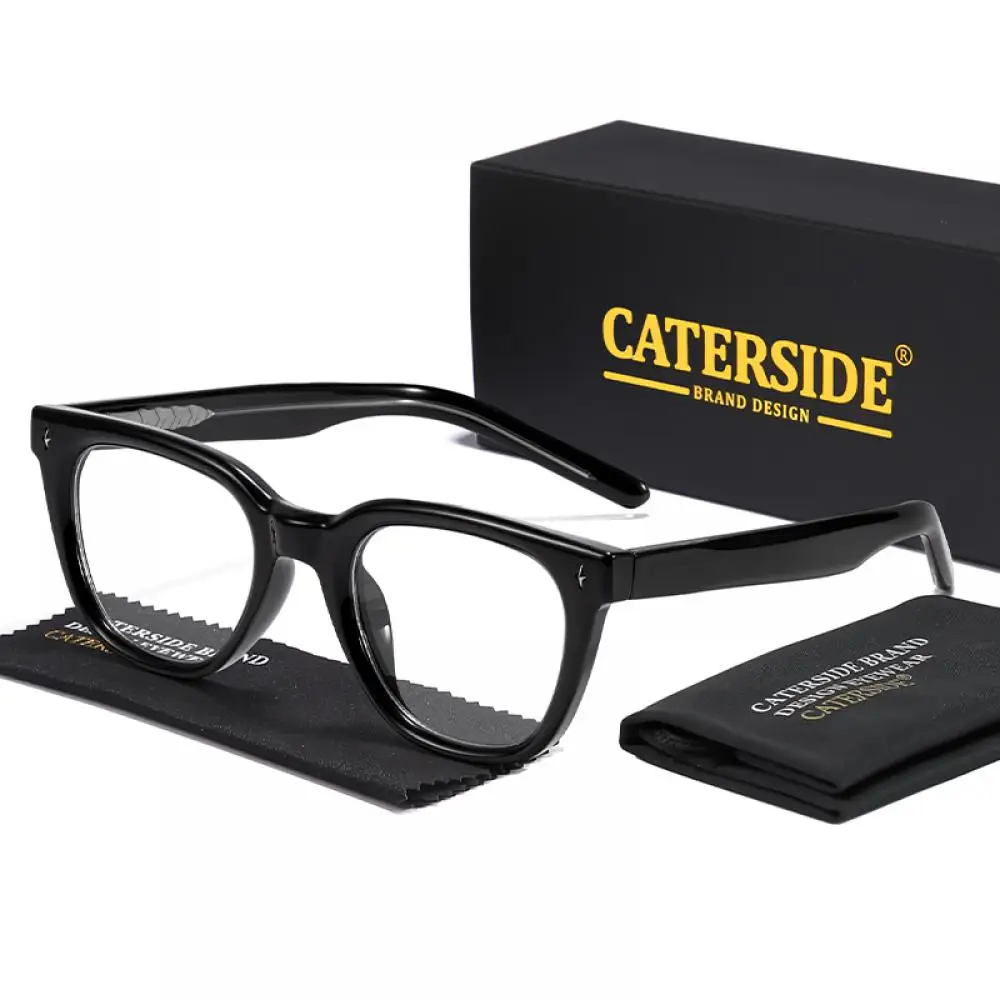 CATERSIDE Modische Anti-Blaulicht-Brille für Damen und Herren, Zellulose-Propionat-Bügelspitzen, Tr-90 Quadratischer Retro-Brillenrahmen – Detail 12