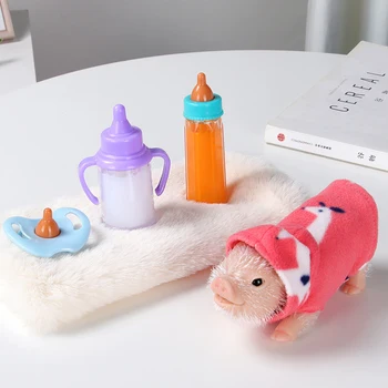 Silicone Piglet 5 inch soft lovely Mini lifelike animals realistic reborn newborn pig baby doll with accessories decompression toy gift