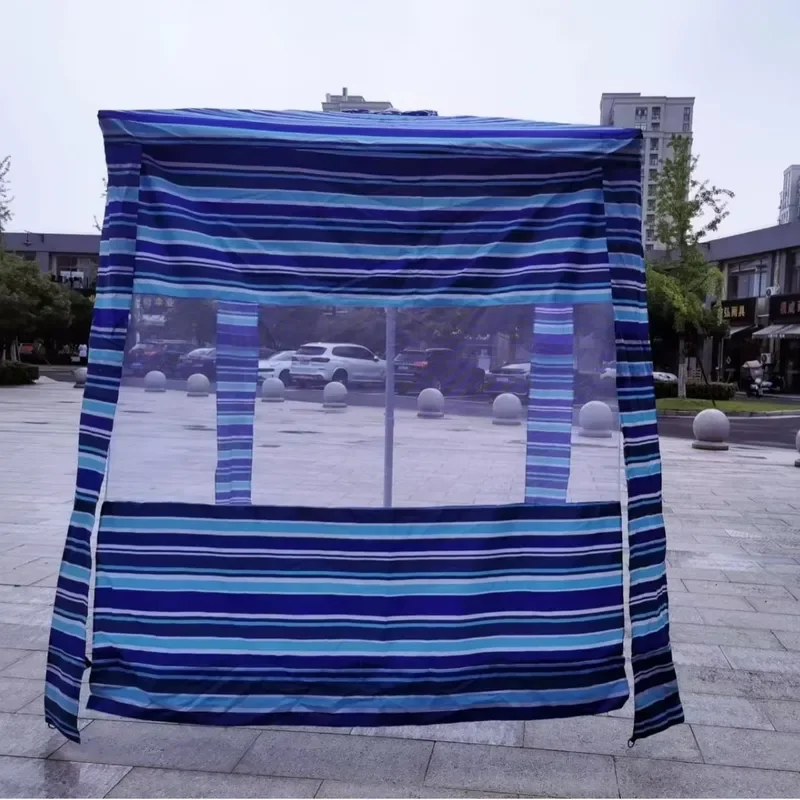 Portable Outdoor Beach Umbrella with Sunscreen Canopy Foldable Four Corner Tent for Camping Shade Protection Lightweight