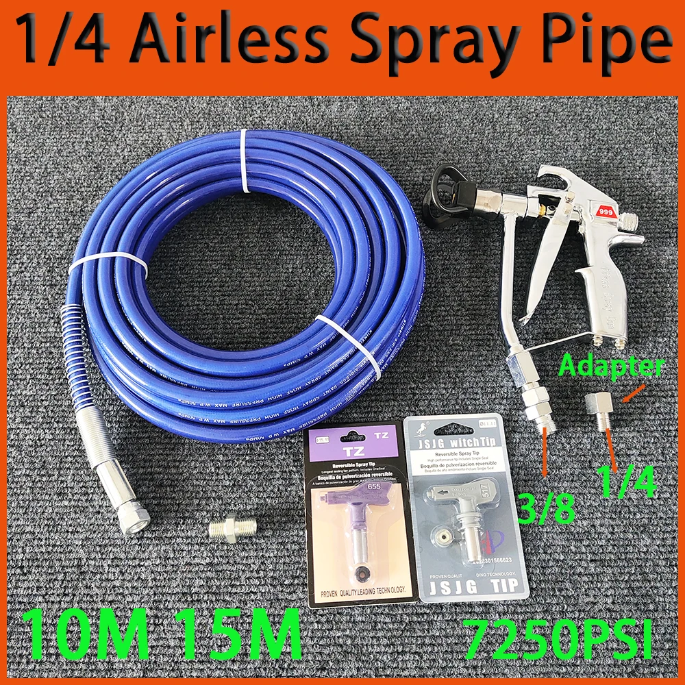 

Putty Airless Paint Spray Hose Kit Spray Gun 1/4 BSP High Pressure Double-Layer Fiber-Nylon Tube w/ 517 Tip and Tip Guard ﻿