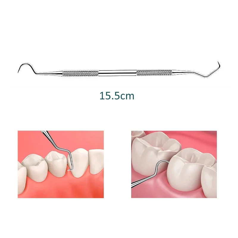 stainless steel double ended toothpick scraper tool, periodontal probe explorer, dental stain remover
