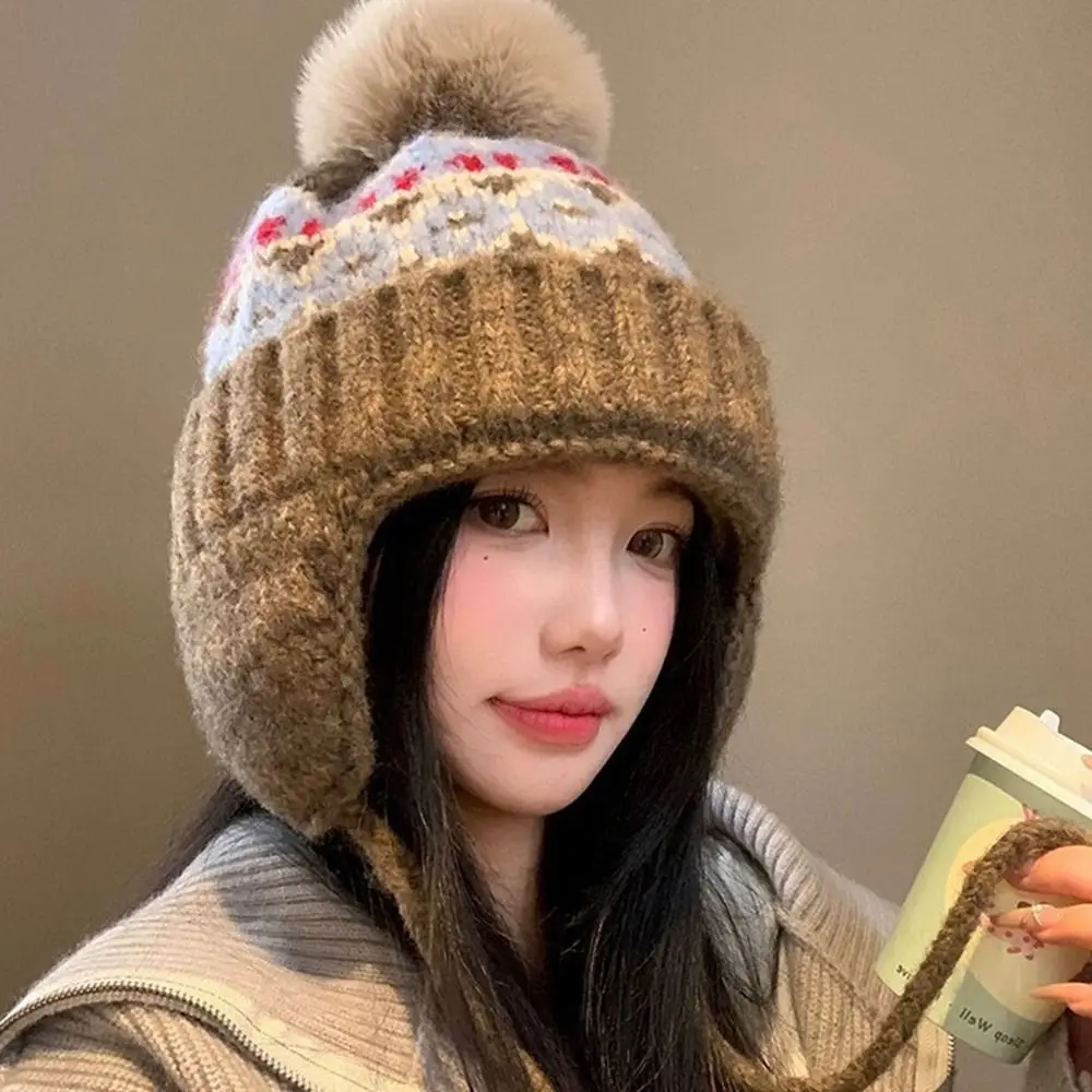 Fashion Beanie Hats Winter Warm Pompoms Cap Dandy Beanies For Women Pattern Winter Designer Knitted Girl Hats