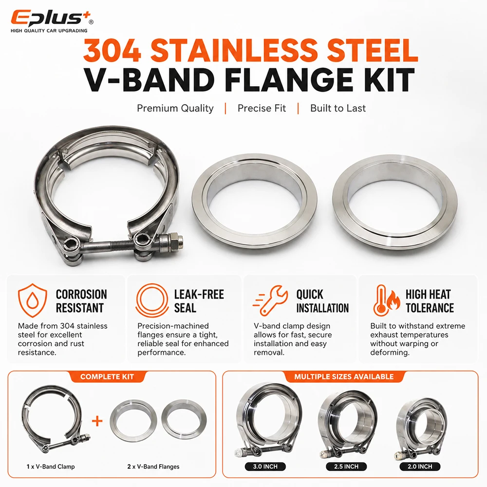 Universelle Auto-V-Band-Klemme aus 304 Edelstahl für Turbo-Auspuffrohre, V-Band-Klemme mit männlichem und weiblichem Flansch, V-Klemmen-Rohrverbindungs-Kit – Detail 5