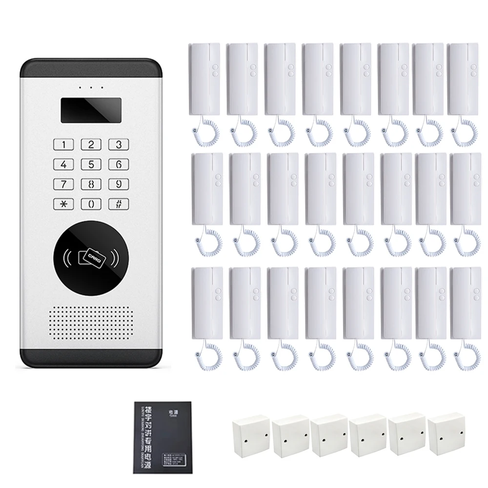 2 Wires Non-Visual 12/16/24 Apartment Audio Intercom Doorbell Door Phone Supports ID Card Password Unlocking