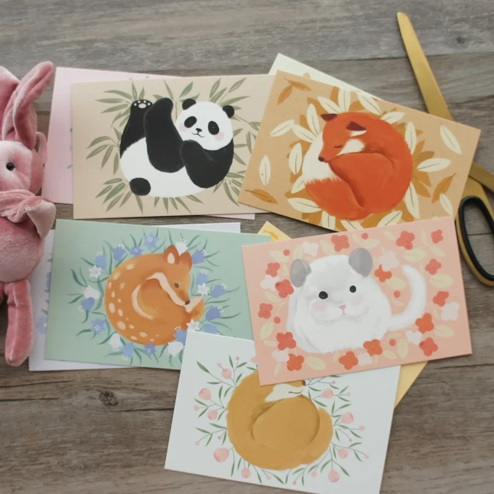 15pcs Animal Get Ready for Bed Design As Post Card Gift Greeting Cards Gift Card Party Invitation Scrapbooking Use