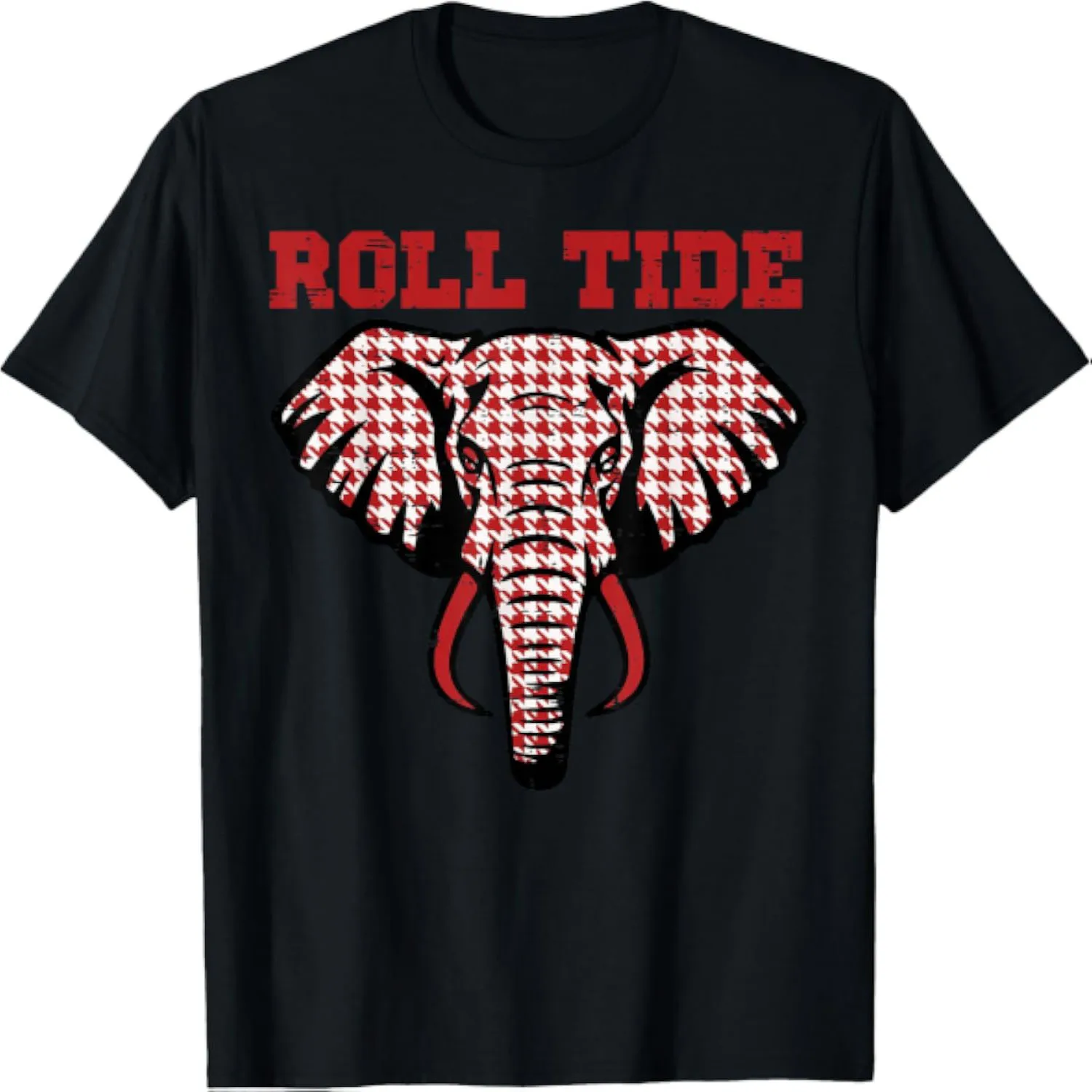 Roll Tide Houndstooth Elephant Alabama Vintage Distressed Graphic T-Shirt