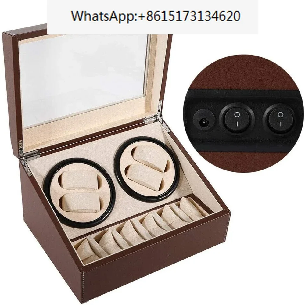 Hot Sale Black/Brown High Quality 4+6 Watch Winder Automatic Watch Display Box Luxury Storage Box Put Down 10 Watch