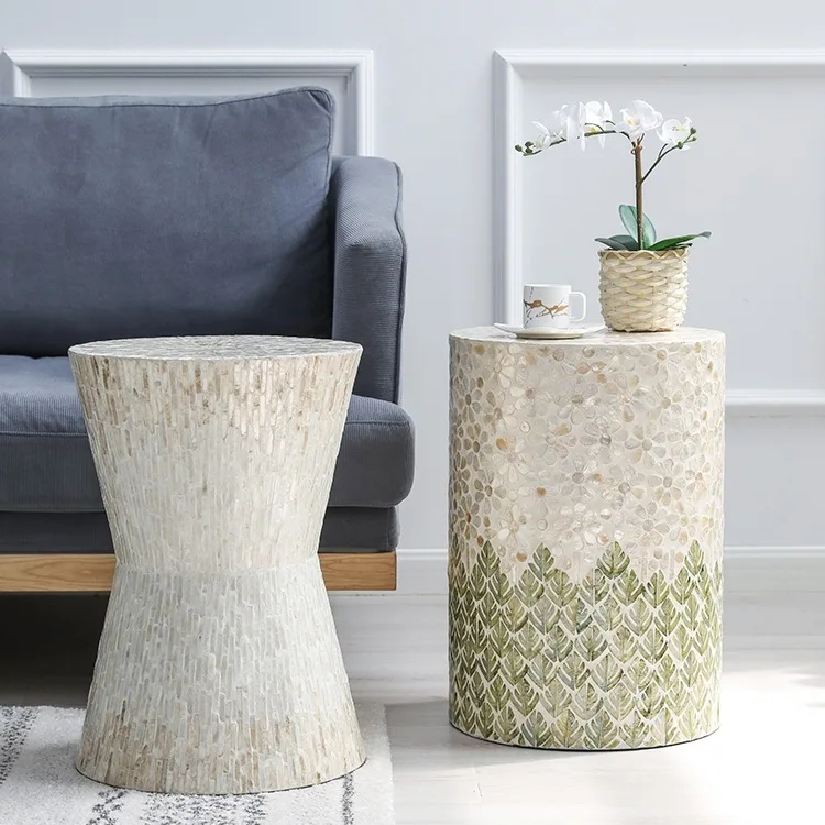 Shell coffee table home balcony table living room sofa corner stool
