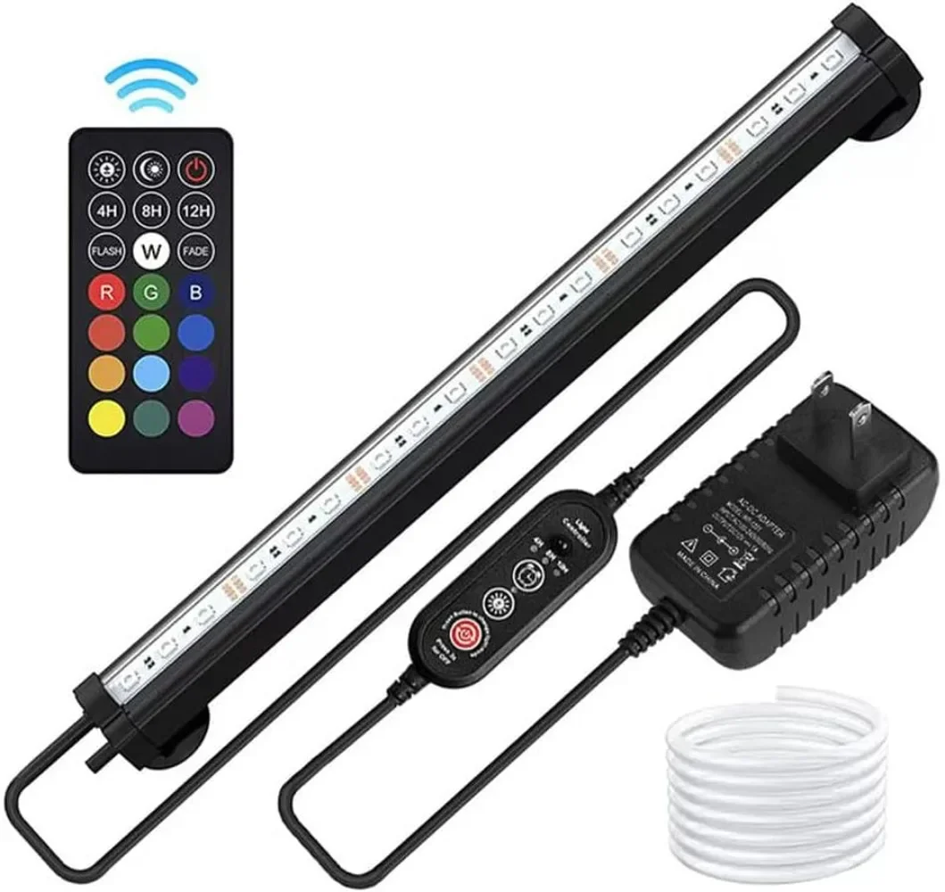 Aquarium Fish Tank Air Stone with Automatic Color Changing Dimmable LED Light Submersible Day And Night Cycle Lighting System