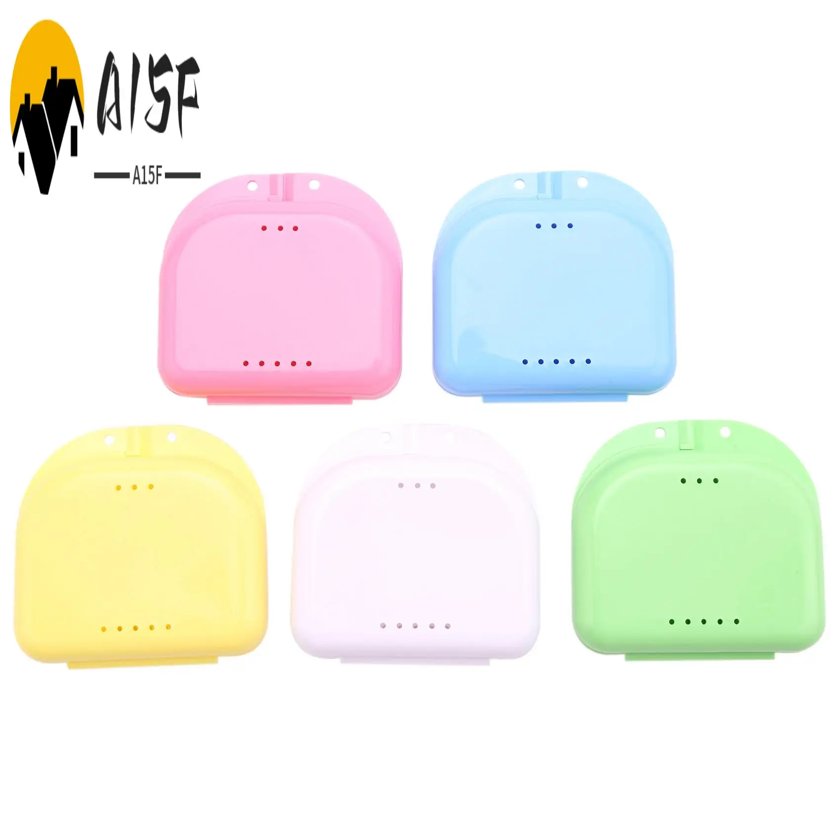 A15F-Retainer Case 5Pcs Mouth Guard Case Orthodontic Retainer Box Denture Storage Container
