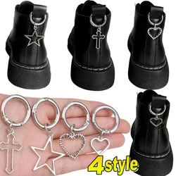 Punk Hollow Big Stars Heart Pendant Martin Boots Shoes Buckles DIY Decoration Metal Snap Martin Boots Gothic Jewelry Accessories