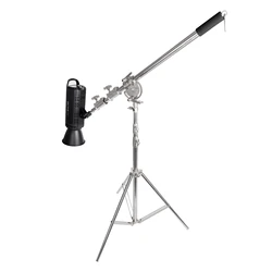 Cross Arm Stainless Steel Kit Boom Arm Light Stand With Weight Bag Photo Studio Accessories Extension Rod 2.4M Length