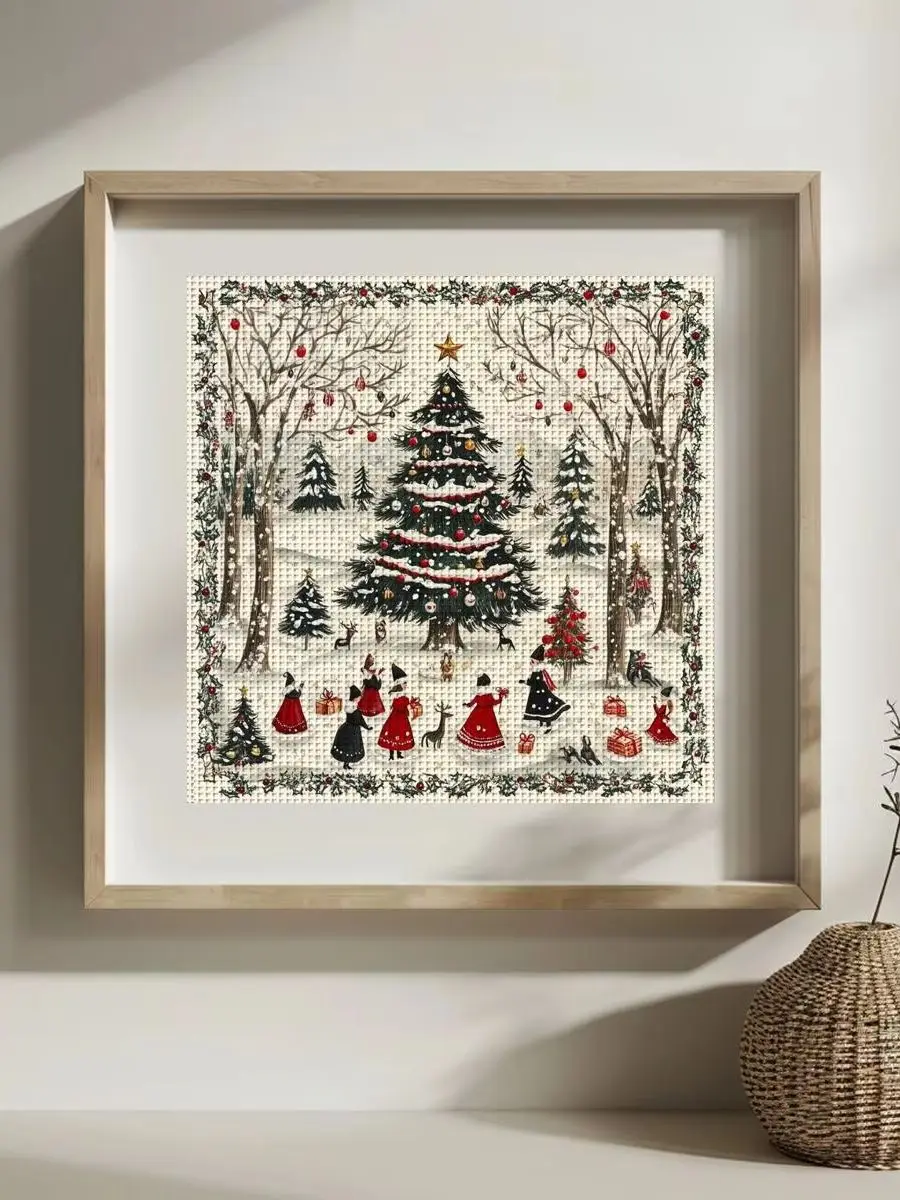 1 Stück 30x30 cm/11,8 Zoll Weihnachtsbaum Gestempeltes Kreuzstich-Set DIY-Set 11/14/16CT DIY Stickerei-Set DIY Kreuzstich-Set – Detail 1